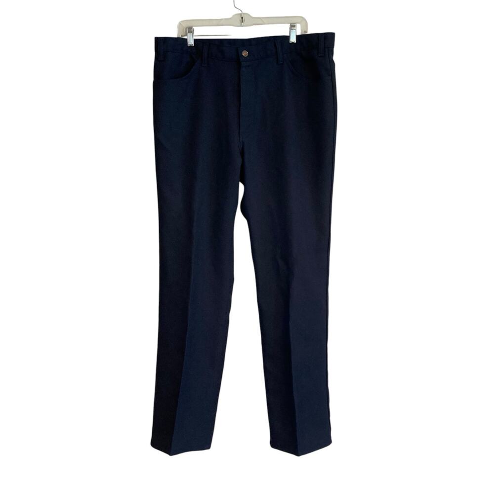 Vintage 70s Levis Black Tab Blue Dacron Polyester Western Pleated Pants Sz 40x32